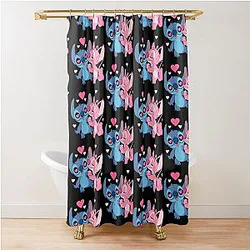 Lilo and Stitch Love Couple Shower Curtain