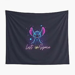 Stitch Neon Minimal Design Schitts Creek Inspired Futuristic Fan Art Tapestry