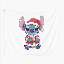 Cute Christmas Stitch in Santa Suit Kawaii Holiday Art Tapestry