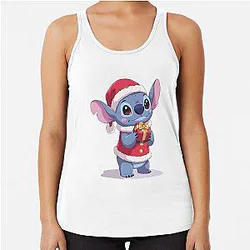 Kawaii Christmas Stitch Gift Cute Holiday Racerback Tank Top