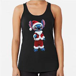 Cute Stitch Christmas Embroidery Holiday Needlework Art Racerback Tank Top