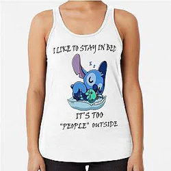 I Like to Stay in Bed its too crowded outside Racerback Tank Top