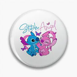Stitch Angel Cute Pair Pink Blue Sweet Loving Scene