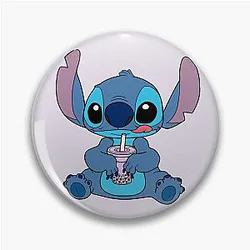 Stitch With Taro Boba Drink Pin