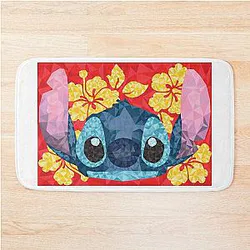 Geometric Stitch Hawaiian Flower Bath Mat