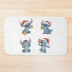 Stitch Christmas Gifts Cut Holiday Character Set Bath Mat