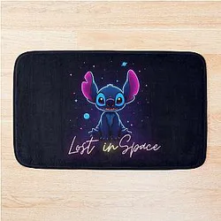 Stitch Neon Minimal Design Schitts Creek Inspired Futuristic Fan Art Bath Mat
