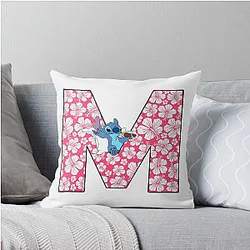 Lilo Stitch Letter M Throw Pillow