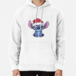 Kawaii Sitting Stitch Christmas - Cute Santa Hat Hoodie Pullover