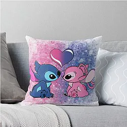 Stitch and Angel Throw Pillow