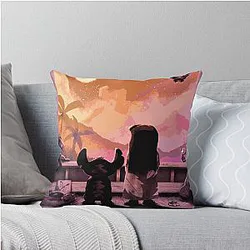 Lilo and Stitch Sunset Artwork Throw Pillow