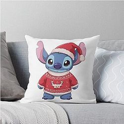 Stitch Christmas Sweater - Cute Kawaii Holiday Throw Pillow