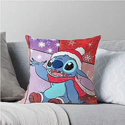 Stitch Red Christmas Pillow