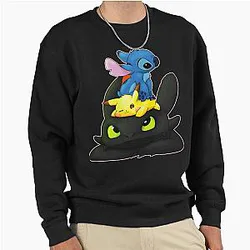 Chibi Stitch & Toothless Classic T-Shirt Pullover Sweatshirt