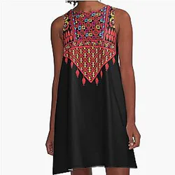 Palestinian Embroidery Tatreez Cross Stitch Art A-Line Dress