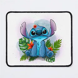Cutest Stitch with Monstera leaf Mouse Pad