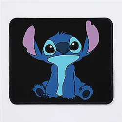 Stitch Sitting with Black Background Mouse Pad