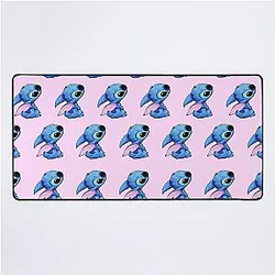Blue Stitch on Pink Desk