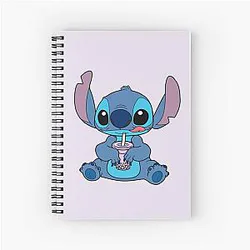 Stitch with Taro Boba Drink Spiral Notebook
