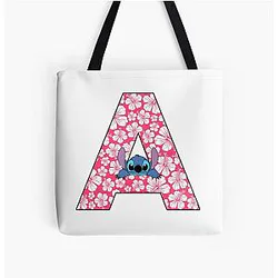 Lilo Stitch Letter A All Over Print Tote Bag