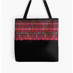 Palestinian Tatreez Cross Stitch Embroidery Art Design Arabic All Over Print Tote Bag