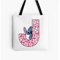 Lilo Stitch Letter J All Over Print Tote Bag