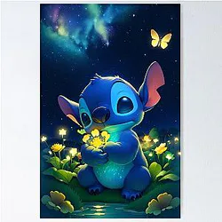 Stitch Flower Garden Poster