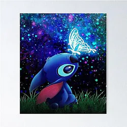 Stitch Butterfly Starry Sky Poster