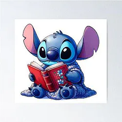 Stitch reading a book Poster
