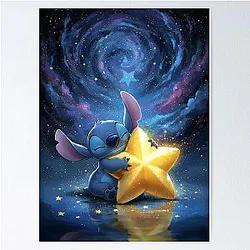 Stitch sleeping with Star Wars Poster