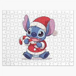 Stitch with Candy Cane Sweet Christmas Kawaii Stitch Jigsaw Puzzle