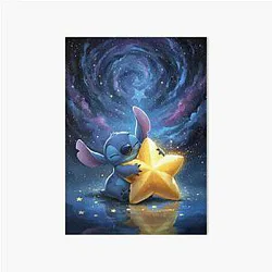 Stitch sleeping with Star Art Board Print