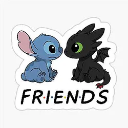 Stitch and Toothless Cute Friends Sticker