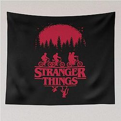 Stranger Things Group Shot Bike Ride Silhouette Tapestry