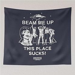 Stranger Things 5: Beam Me Up This Place Sucks (Grunge Style) Tapestry