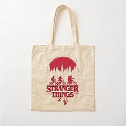 Stranger Things Group Shot Bike Ride Silhouette Cotton Tote Bag