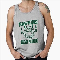 Stranger Things 4 Hawkins High School Green Logo Tank Top