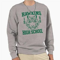 Stranger Things 4 Hawkins School Green Logo Pullover Sweatshirt