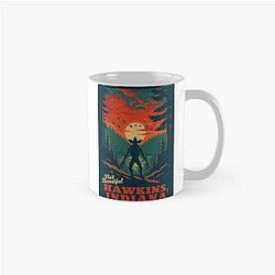 Visit Hawkins Indiana - National Park Style Vintage WPA Travel Art - Stranger Things Fan Art Satire - 12" x 18" Print Classic Mug