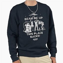 Stranger Things 5: Beam Me Up This Place (Grunge Style) Pullover Sweatshirt