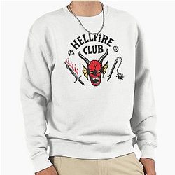 Stranger Things 4 Hellfire Club Skull and Weapons Pullover Sweatshirt