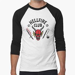 Stranger Things 4 Hellfire Club Logo Baseball Sleeve T-Shirt