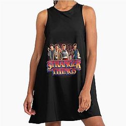 Stranger Things Season 5 Main Crew 80's Style Group Logo A-Line Dress