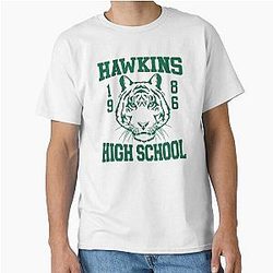 Stranger Things 4 Hawkins School Green Logo Classic T-Shirt