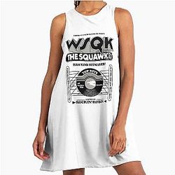 Stranger Things 5: Squawk The Squawk 94.5 Black and White A-Line Dress
