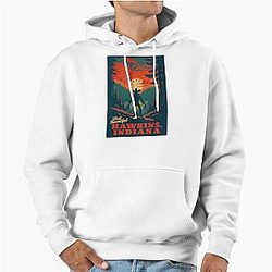 Visit Beautiful Hawkins Indiana National Park-Style Vintage WPA Travel Art - Stranger Things Satire 12 x 18 Print Pullover Hoodie