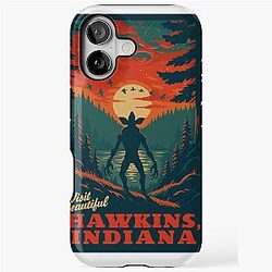 Visit Hawkins Indiana National Park Vintage WPA Travel Art Stranger Things Fan Art Satire 12" x 18" Print iPhone Case