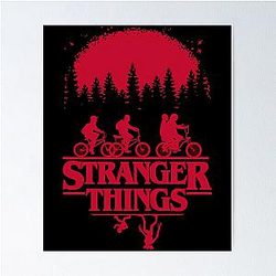 Stranger Things Group Bike Ride Silhouette Poster