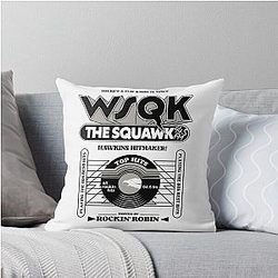 Stranger Things 5: Squawk the Squawk 94.5 Black and White Throw Pillow