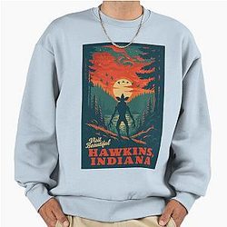 Visit HawkinsIndiana National Park Vintage WPA Travel Art Stranger Things Fan Art Satire 12 x 18 Print Premium Oversized Sweatshirt